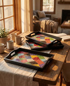 Wooden Hand painted Tray Set of Three - Art and craft furniture