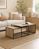 Wooden Iron Unity Oak Coffee Table - Art and craft furniture