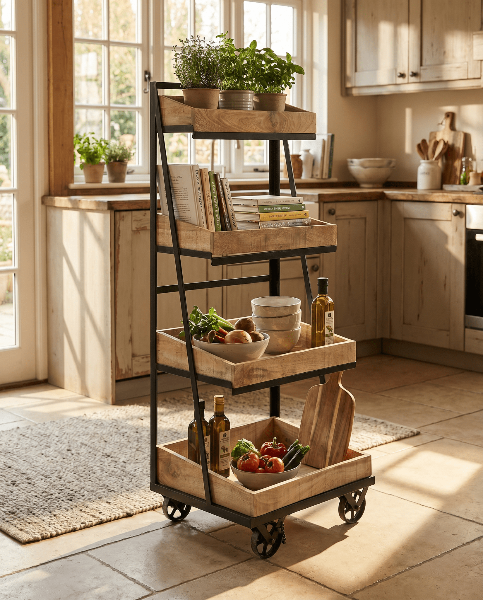 WOODEN KITCHEN TROLLY - Art and craft furniture
