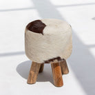 WOODEN LEATHER STOOL - Art and craft furniture