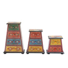 WOODEN PYRAMID SET OF THREE CHEST - Art and craft furniture