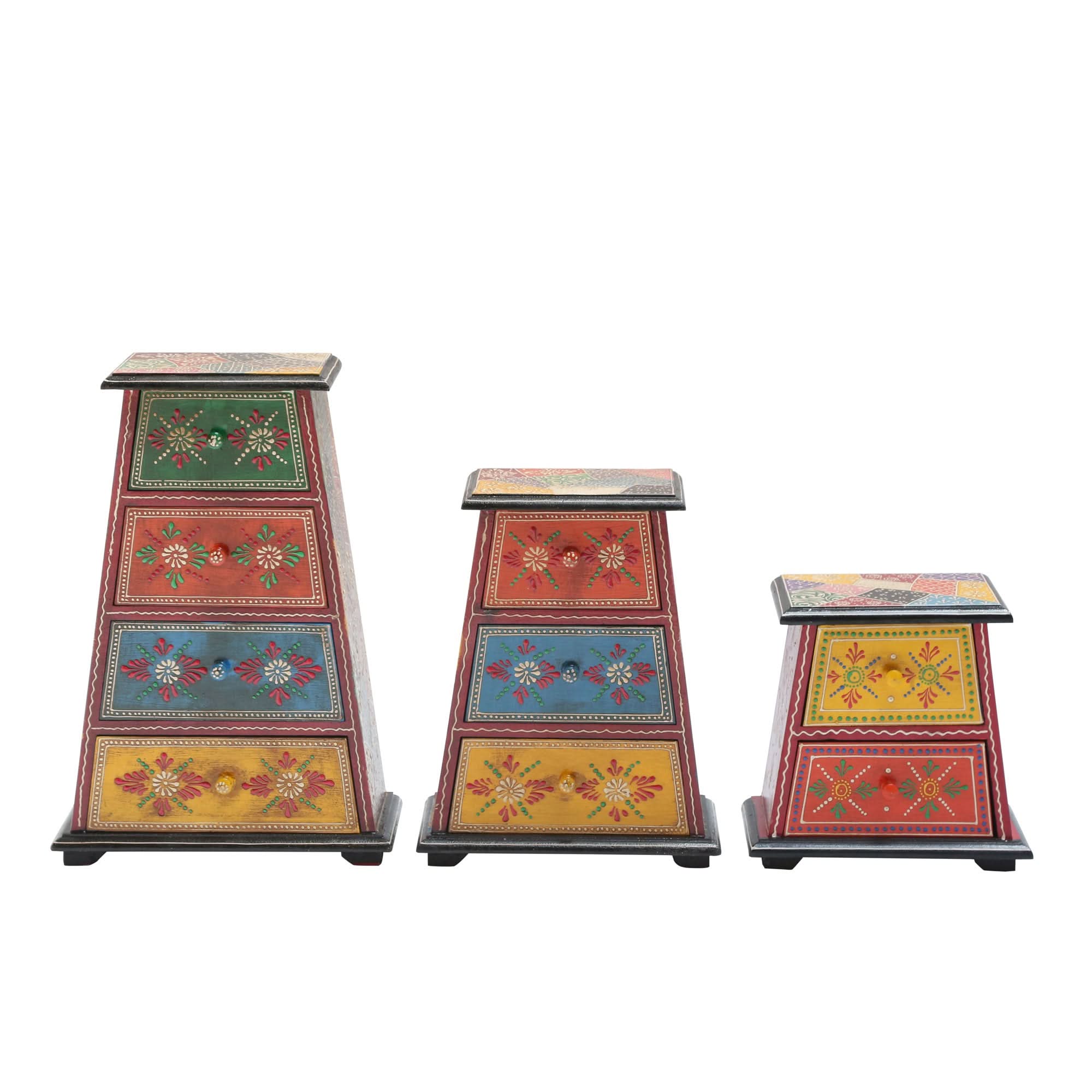 WOODEN PYRAMID SET OF THREE CHEST - Art and craft furniture