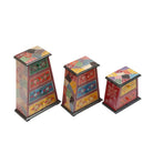 WOODEN PYRAMID SET OF THREE CHEST - Art and craft furniture