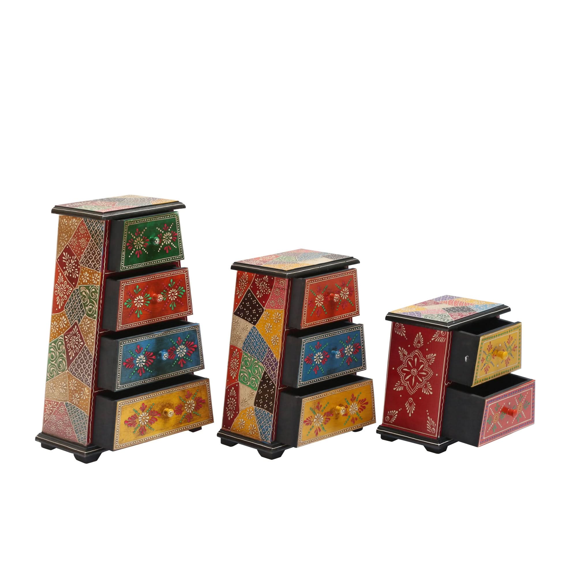 WOODEN PYRAMID SET OF THREE CHEST - Art and craft furniture