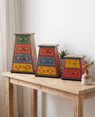 Wooden Pyramid Set of Three Chest - Art and craft furniture