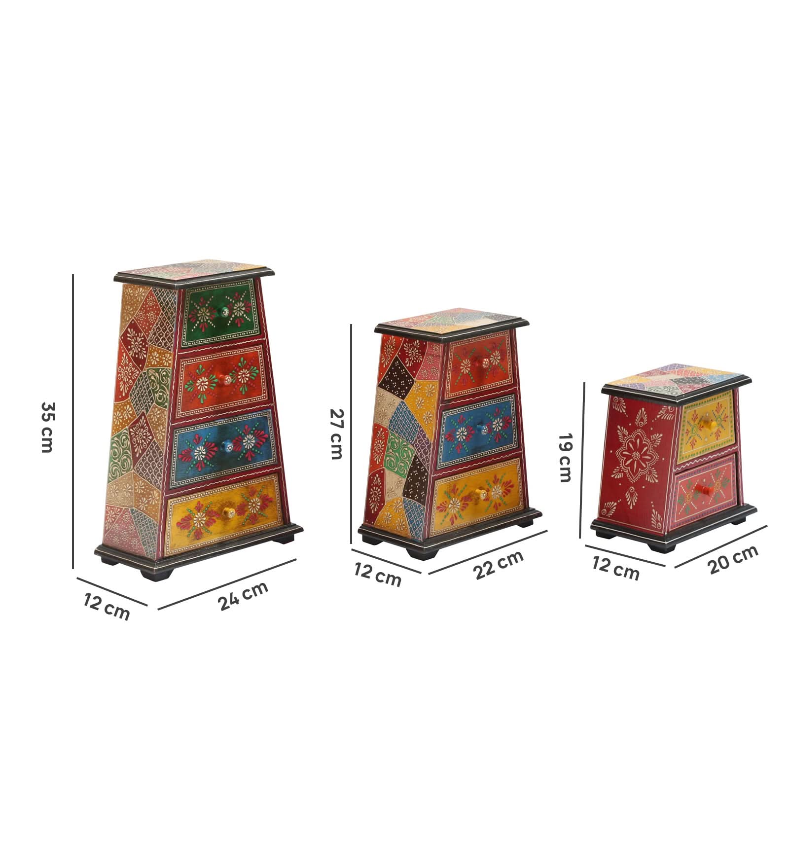 WOODEN PYRAMID SET OF THREE CHEST - Art and craft furniture