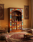 WOODEN TILE TWO DOOR TEMPLE - Art and craft furniture
