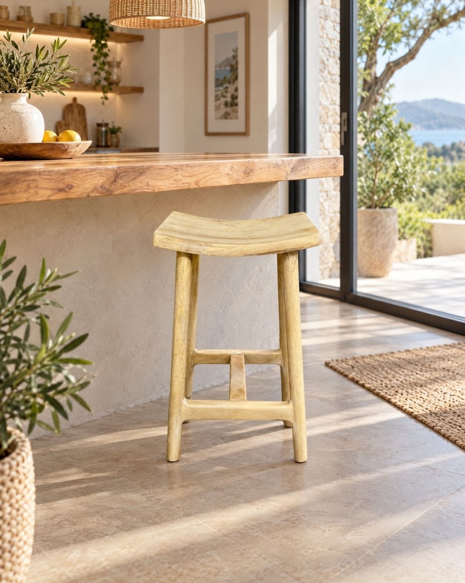 Zenvia Mango Wood Bar Stool - Art and craft furniture