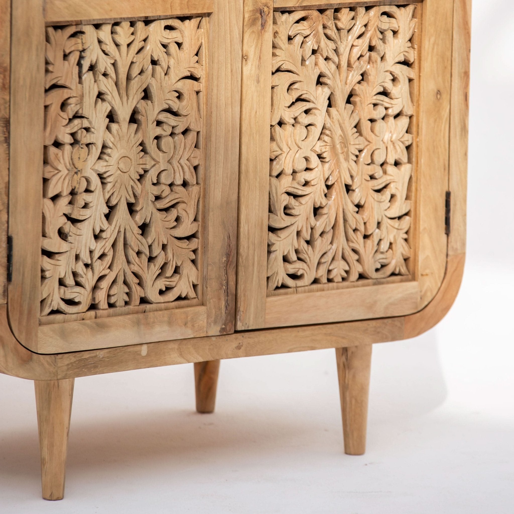 ZENVIA WOODEN CARWING TWO DOOR CABINET - Art and craft furniture