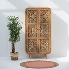 ZENVIA WOODEN CARWING TWO DOOR CABINET - Art and craft furniture