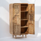 ZENVIA WOODEN CARWING TWO DOOR CABINET - Art and craft furniture