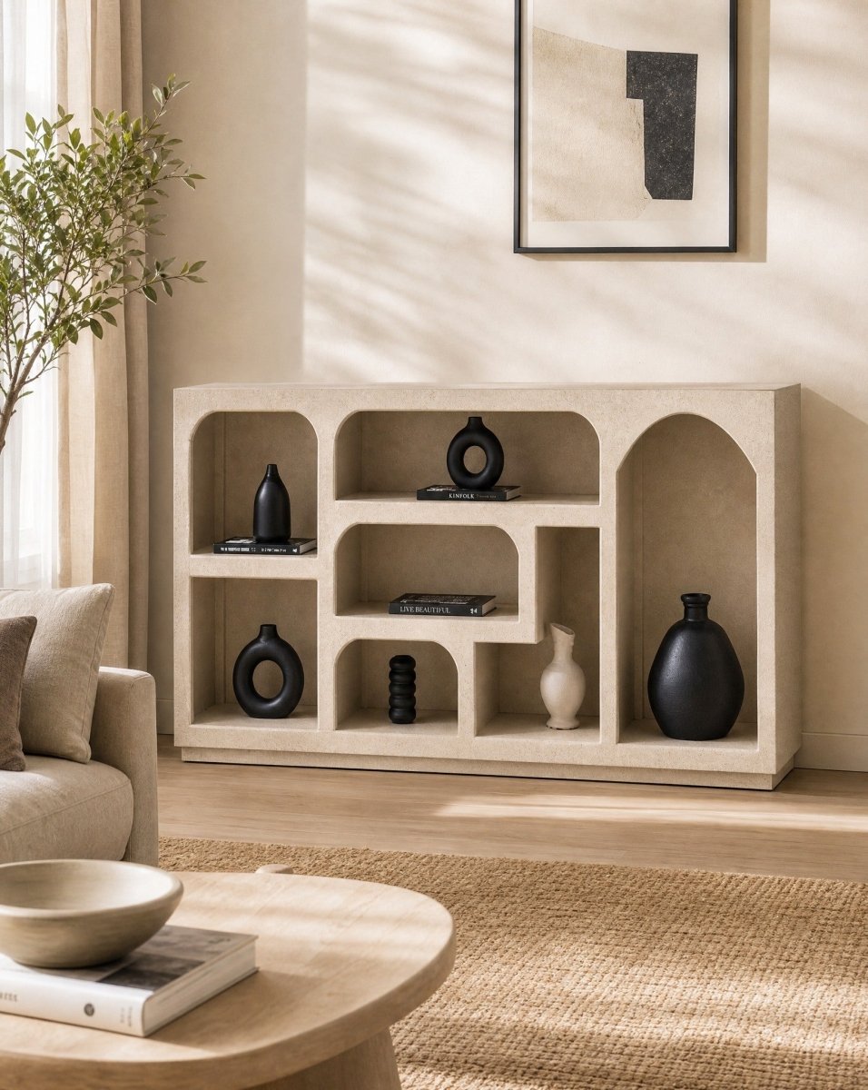 Zenvora Off White Open Sideboard - Art and craft furniture