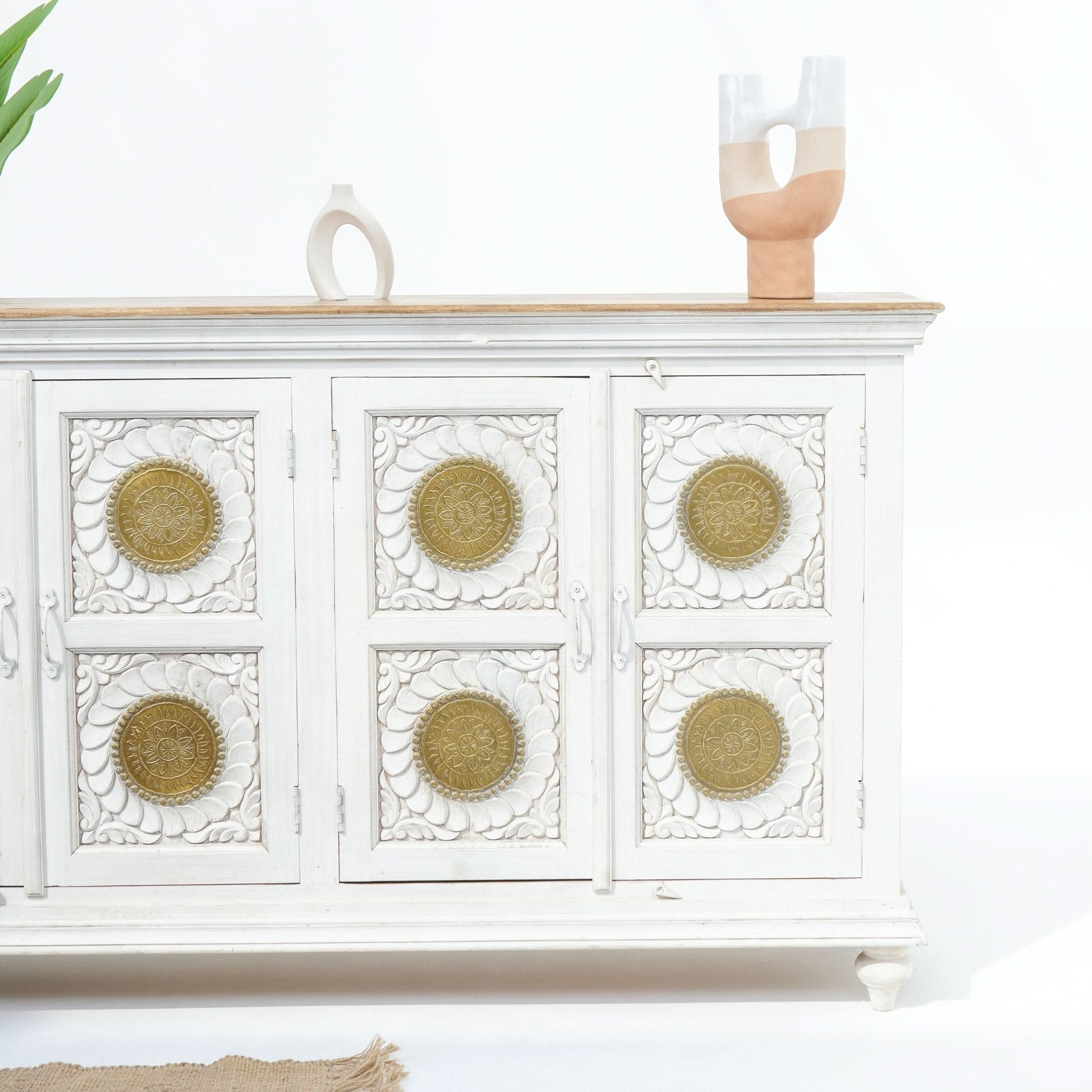 ZYARA FOUR DOOR BRASS FTD SIDEBOARD - Art and craft furniture